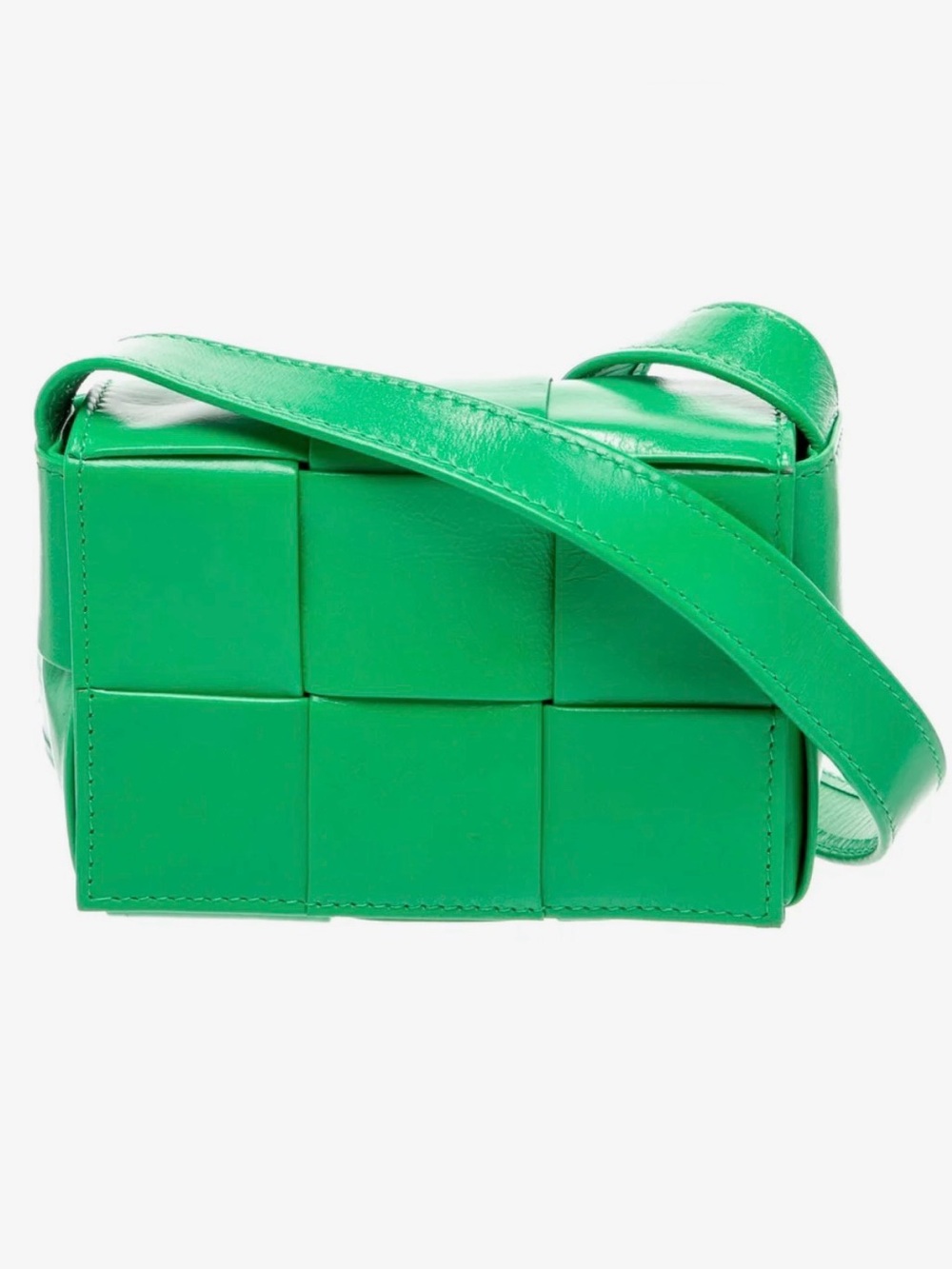Bottega Intrecciato Cassette Mini crossbody Bag Parakeet Green Full Inclusion